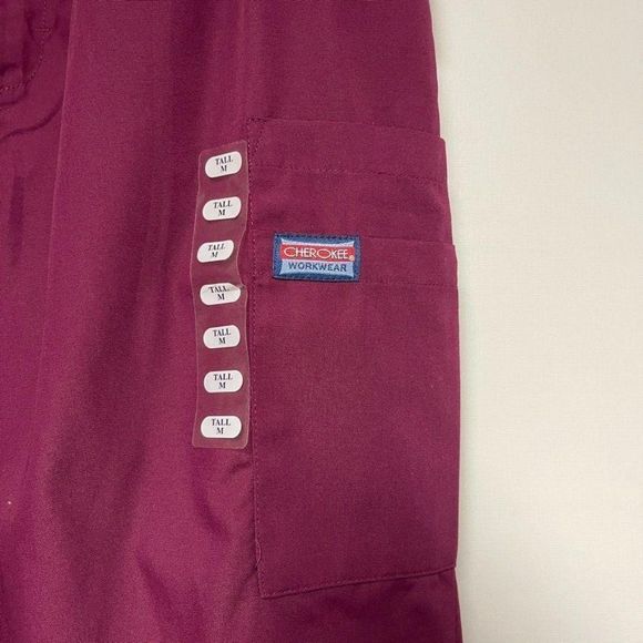 CHEROKEE Scrubs Pants Men's Fit Tall Wine Size M - Picture 5 of 8